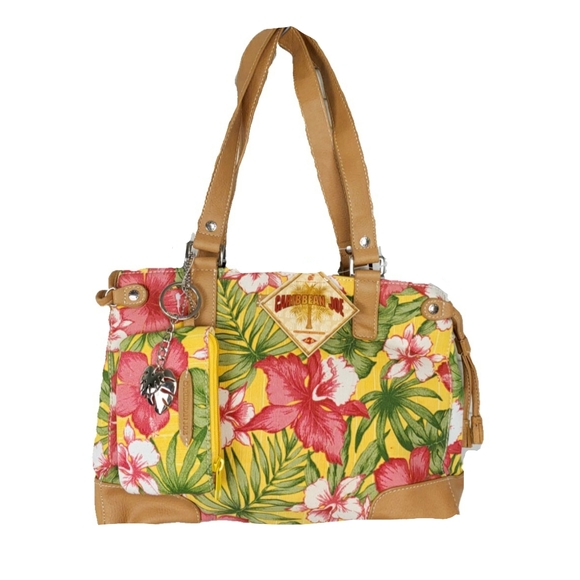 Caribbean Joe Handbags - NWT Caribbean Joe Floral Canvas Shldr Bag & Wallet